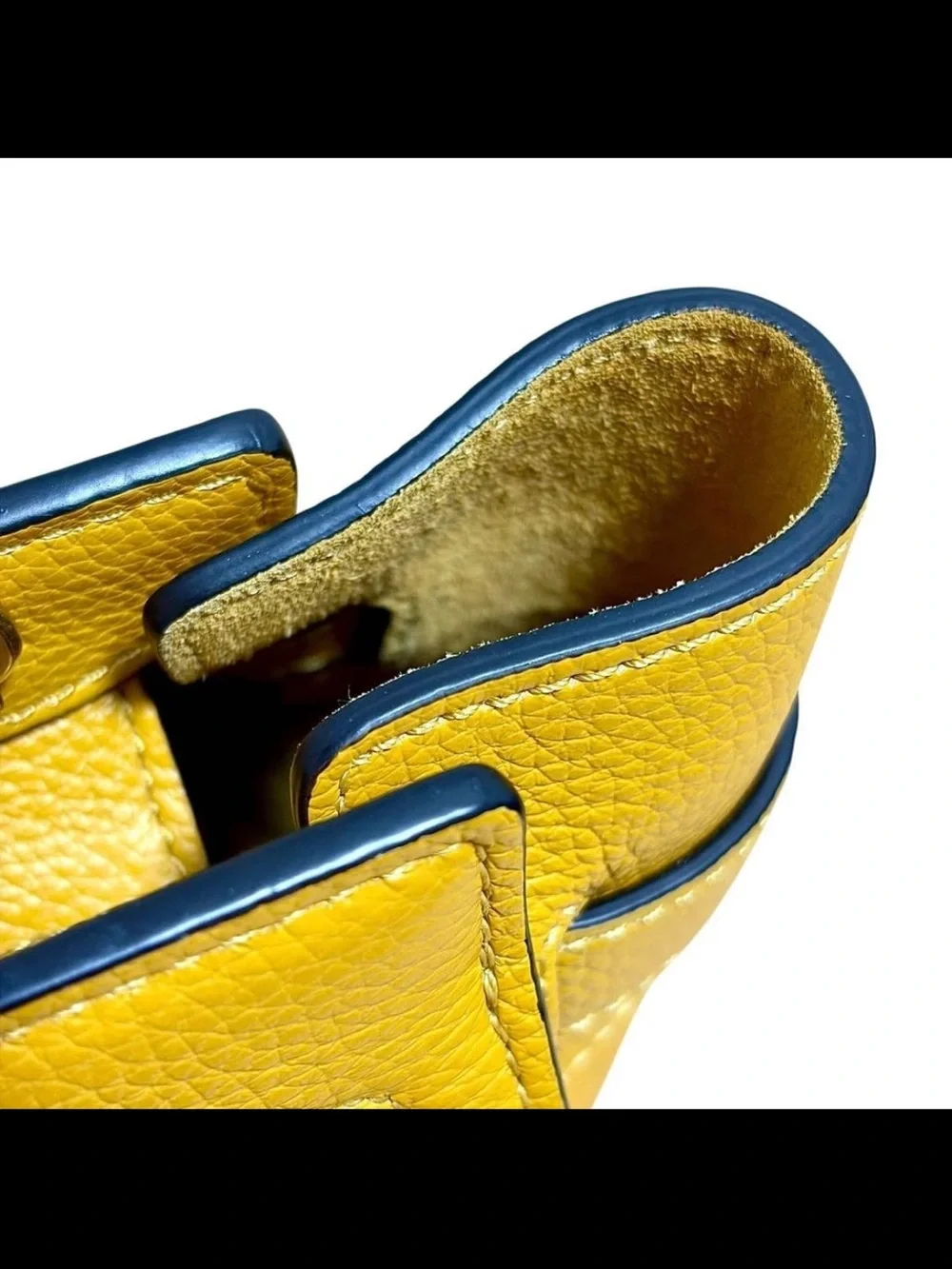 Mulberry Yellow Leather Satchel with Belt-Style Front